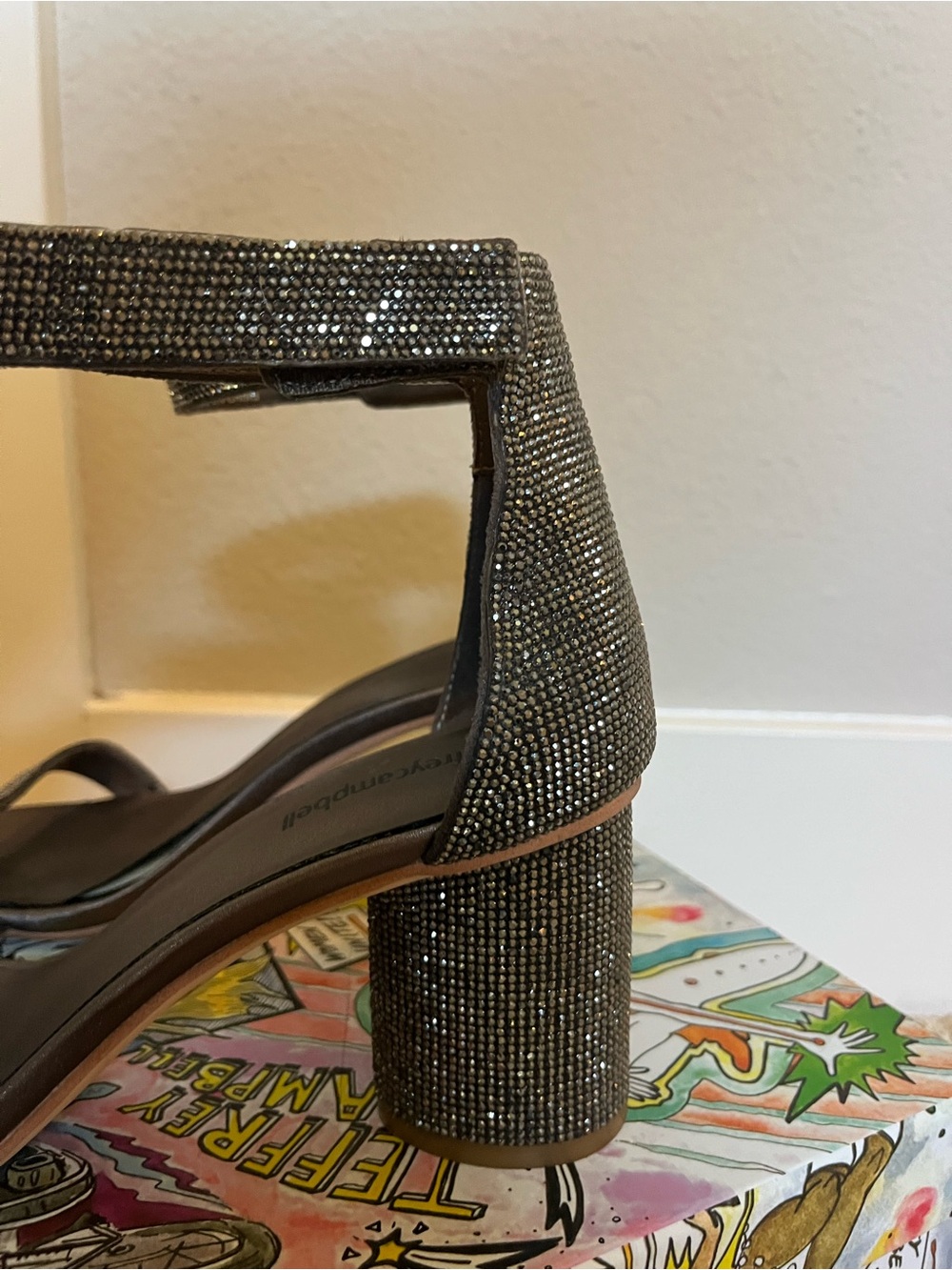 Jeffrey Campbell Embellished Ankle-Strap Dress Sandals in Pewter Combo - Picture 4 of 12